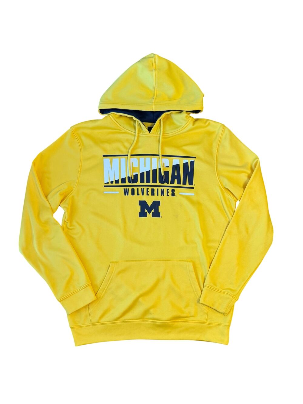Michigan Wolverines Hoodie Colosseum Slash Stack Sweatshirt Maize Unisex Medium
